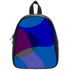 Blue Abstract 1118 - Groovy Blue And Purple Art School Bag (small) by KorokStudios