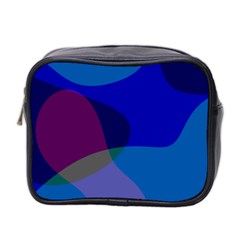 Blue Abstract 1118 - Groovy Blue And Purple Art Mini Toiletries Bag (two Sides) by KorokStudios