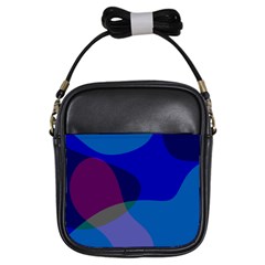 Blue Abstract 1118 - Groovy Blue And Purple Art Girls Sling Bag by KorokStudios