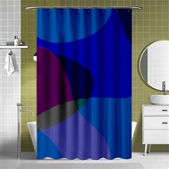 Blue Abstract 1118 - Groovy Blue And Purple Art Shower Curtain 48  X 72  (small)  by KorokStudios