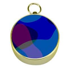 Blue Abstract 1118 - Groovy Blue And Purple Art Gold Compasses by KorokStudios