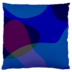 Blue Abstract 1118 - Groovy Blue And Purple Art Large Flano Cushion Case (one Side) by KorokStudios