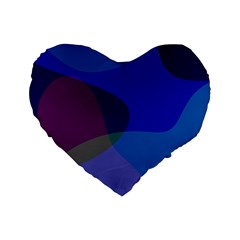 Blue Abstract 1118 - Groovy Blue And Purple Art Standard 16  Premium Flano Heart Shape Cushions by KorokStudios