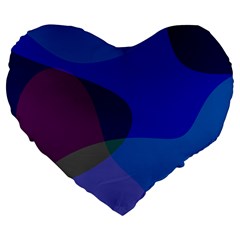 Blue Abstract 1118 - Groovy Blue And Purple Art Large 19  Premium Flano Heart Shape Cushions by KorokStudios