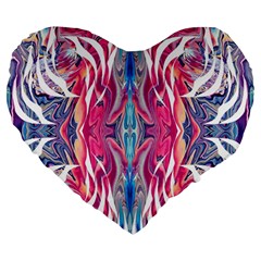 Mixed Media Repeats  Large 19  Premium Flano Heart Shape Cushions by kaleidomarblingart