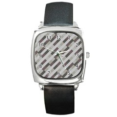 Pale Multicolored Stripes Pattern Square Metal Watch by dflcprintsclothing