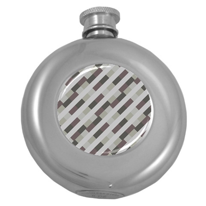 Pale Multicolored Stripes Pattern Round Hip Flask (5 oz)