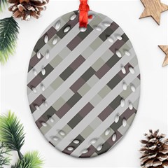 Pale Multicolored Stripes Pattern Oval Filigree Ornament (two Sides)