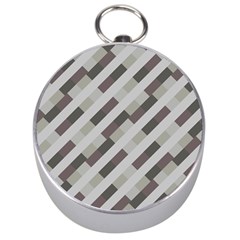 Pale Multicolored Stripes Pattern Silver Compasses