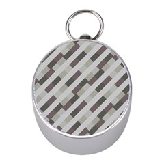 Pale Multicolored Stripes Pattern Mini Silver Compasses by dflcprintsclothing