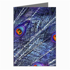 Peacock-feathers-color-plumage Blue Greeting Cards (pkg Of 8) by danenraven