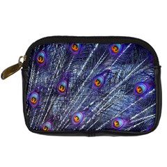 Peacock-feathers-color-plumage Blue Digital Camera Leather Case by danenraven