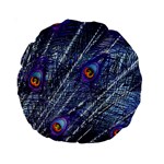 Peacock-feathers-color-plumage Blue Standard 15  Premium Round Cushions Front