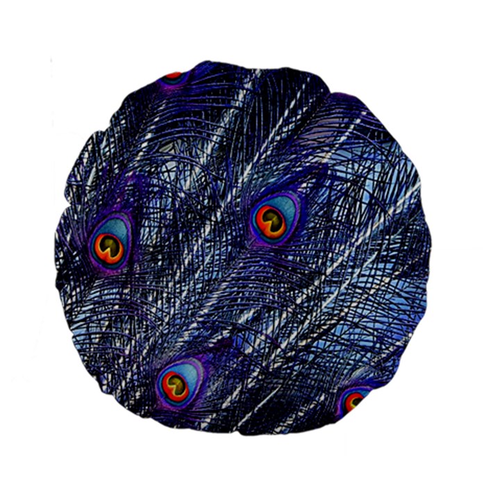 Peacock-feathers-color-plumage Blue Standard 15  Premium Round Cushions