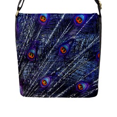 Peacock-feathers-color-plumage Blue Flap Closure Messenger Bag (l) by danenraven