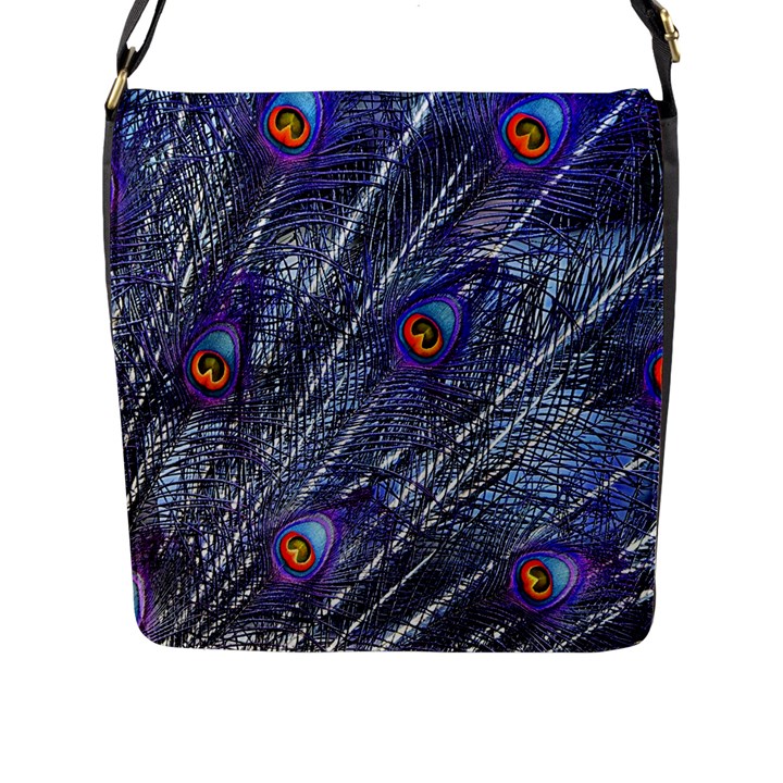 Peacock-feathers-color-plumage Blue Flap Closure Messenger Bag (L)