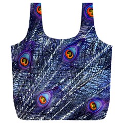 Peacock-feathers-color-plumage Blue Full Print Recycle Bag (xxxl) by danenraven