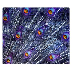 Peacock-feathers-color-plumage Blue One Side Premium Plush Fleece Blanket (small)