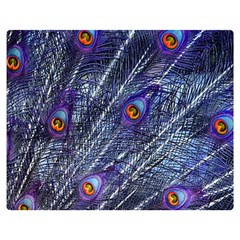 Peacock-feathers-color-plumage Blue One Side Premium Plush Fleece Blanket (medium)