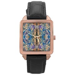 Blend Friday  Rose Gold Leather Watch  by kaleidomarblingart