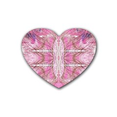 Pink Arabesque Iv Rubber Heart Coaster (4 Pack) by kaleidomarblingart