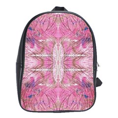 Pink Arabesque Iv School Bag (large) by kaleidomarblingart