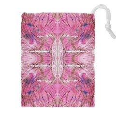 Pink Arabesque Iv Drawstring Pouch (5xl) by kaleidomarblingart