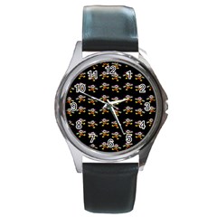 Dancing Clowns Black Round Metal Watch by TetiBright