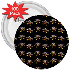 Dancing Clowns Black 3  Buttons (100 Pack)  by TetiBright