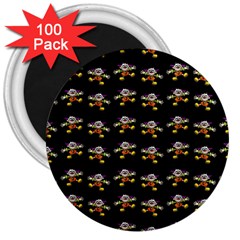 Dancing Clowns Black 3  Magnets (100 Pack) by TetiBright