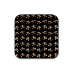 Dancing Clowns Black Rubber Coaster (square) by TetiBright