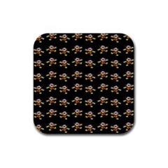 Dancing Clowns Black Rubber Square Coaster (4 Pack) by TetiBright