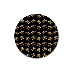 Dancing Clowns Black Magnet 3  (round) by TetiBright