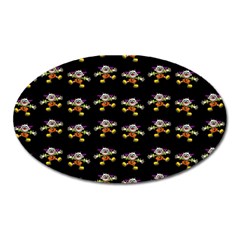 Dancing Clowns Black Oval Magnet by TetiBright