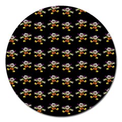 Dancing Clowns Black Magnet 5  (round) by TetiBright