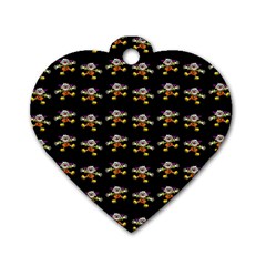 Dancing Clowns Black Dog Tag Heart (two Sides) by TetiBright