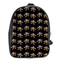 Dancing Clowns Black School Bag (large) by TetiBright