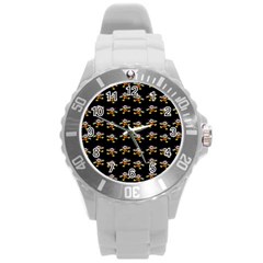 Dancing Clowns Black Round Plastic Sport Watch (l) by TetiBright