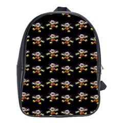 Dancing Clowns Black School Bag (xl) by TetiBright