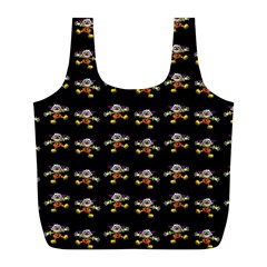 Dancing Clowns Black Full Print Recycle Bag (l) by TetiBright