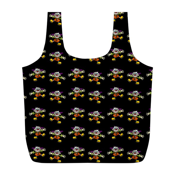 Dancing Clowns Black Full Print Recycle Bag (L)