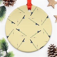 Fishing Rods Pattern Brown Ornament (round) by TetiBright