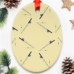 Fishing Rods Pattern Brown Ornament (oval) by TetiBright