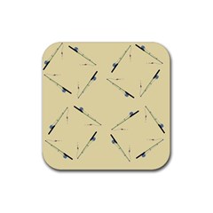 Fishing Rods Pattern Brown Rubber Coaster (square) by TetiBright