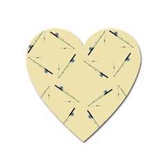 Fishing Rods Pattern Brown Heart Magnet by TetiBright