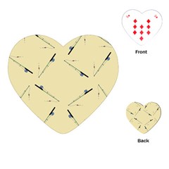 Fishing Rods Pattern Brown Playing Cards Single Design (heart) by TetiBright