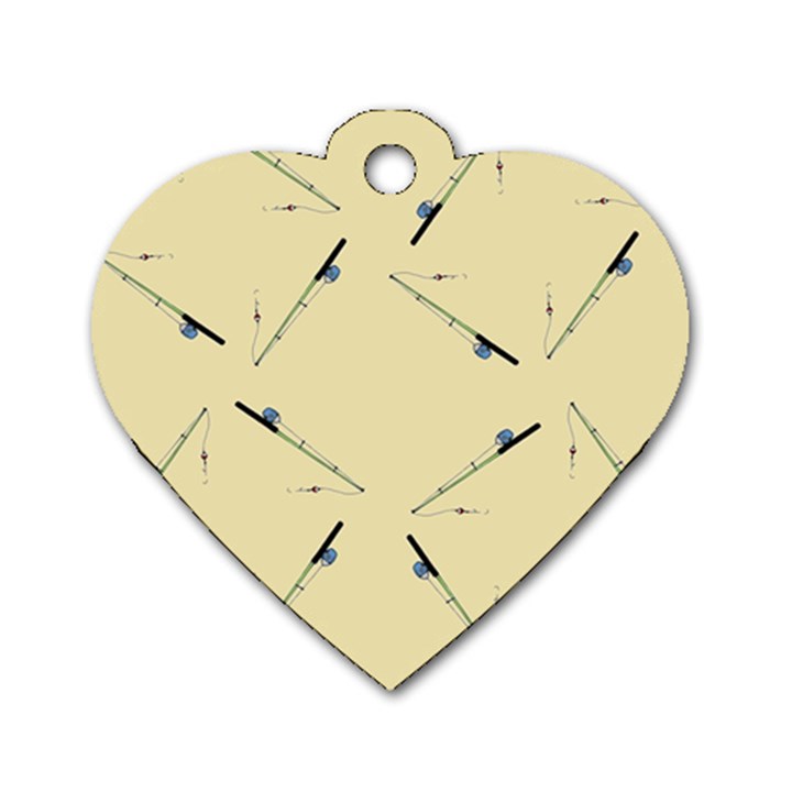 Fishing Rods Pattern Brown Dog Tag Heart (One Side)