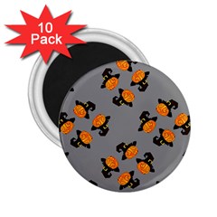 Pumpkin Heads With Hat Gray 2 25  Magnets (10 Pack)  by TetiBright