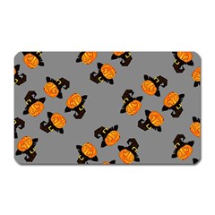 Pumpkin Heads With Hat Gray Magnet (rectangular) by TetiBright