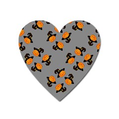 Pumpkin Heads With Hat Gray Heart Magnet by TetiBright